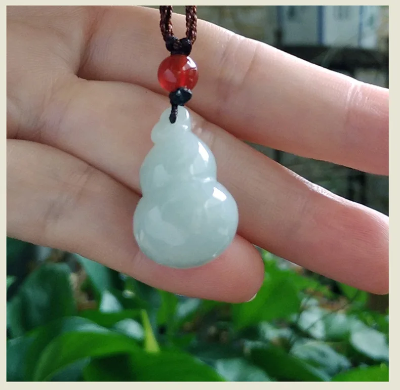 Natural Myanmar jadeite jade gourd pendant simple retro pendant temperament jewellery fashion for women men lucky