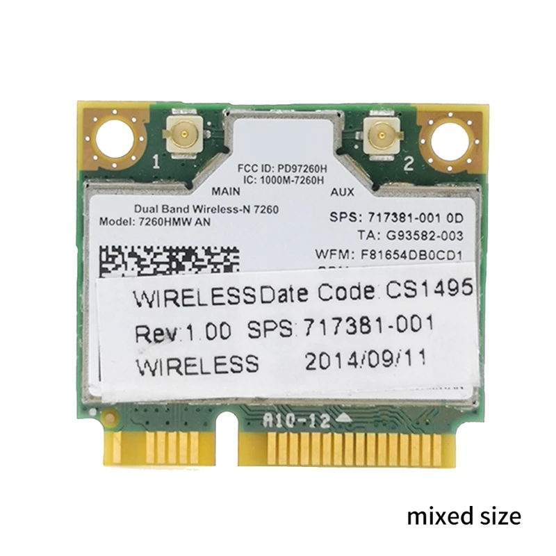 Мини-адаптер PCIE WiFi 7260 7260HMW 7260AN Wireless-N 2 4 ГГц/5 0 ГГц 300 Мбит/с