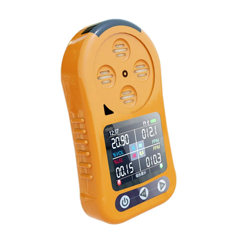 

Portable 4 in 1 / CO H2S O2 LEL Oxygen Gas Analyzer Hydrogen Sulfide Multi Gas Detector Portable Multi Gas Analyzer