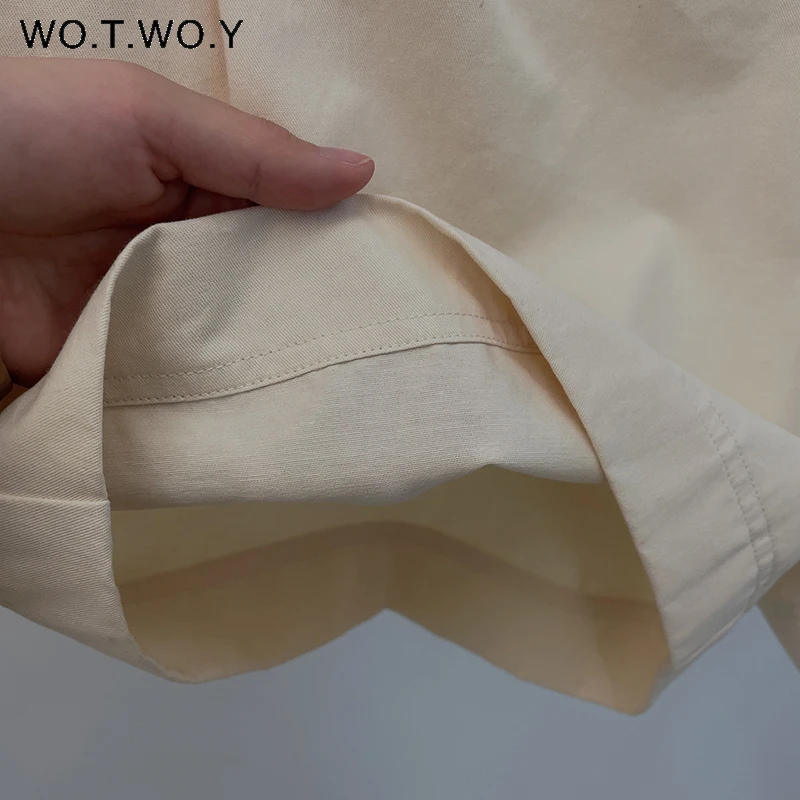 WOTWOY повседневные летние шорты с высокой талией Женские однотонные свободные