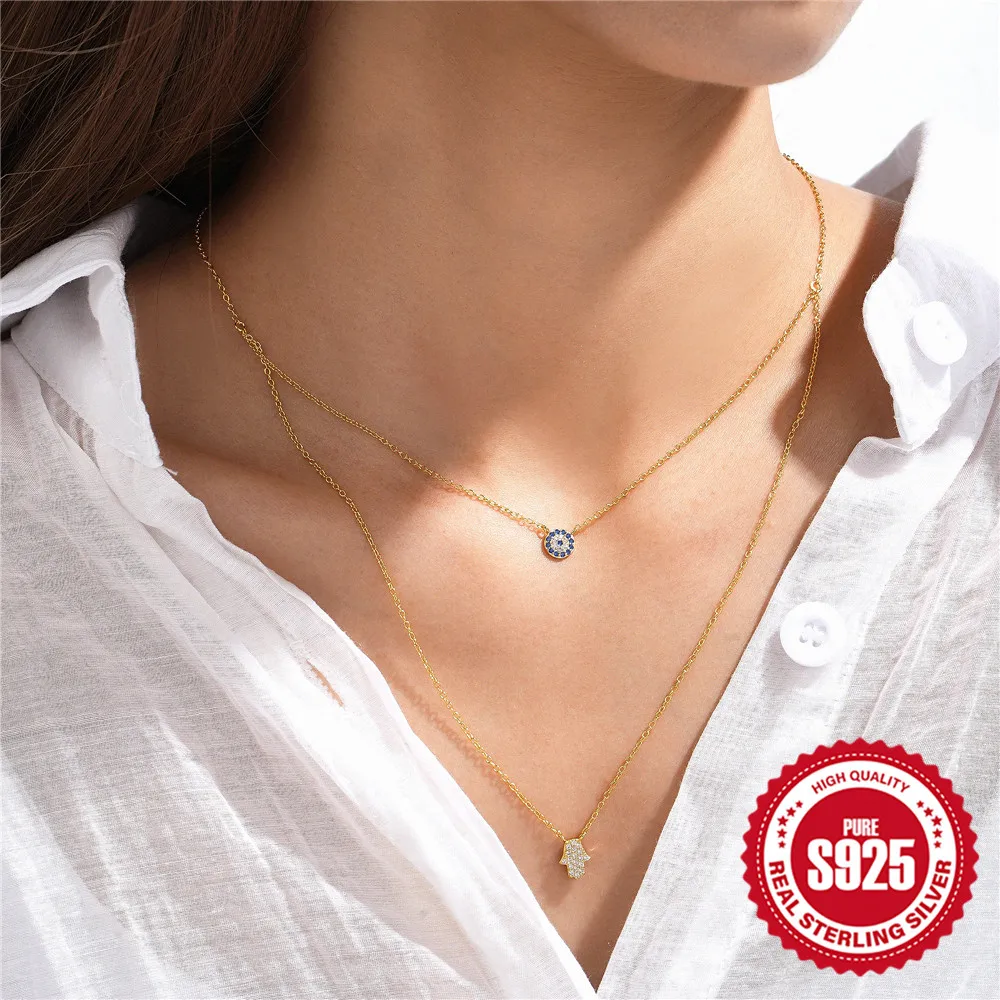 

CANNER Double Layered Demon Eye Necklace For Women 925 Sterling Silver Zircon High Quality Engagement 2023 Wedding Christmas