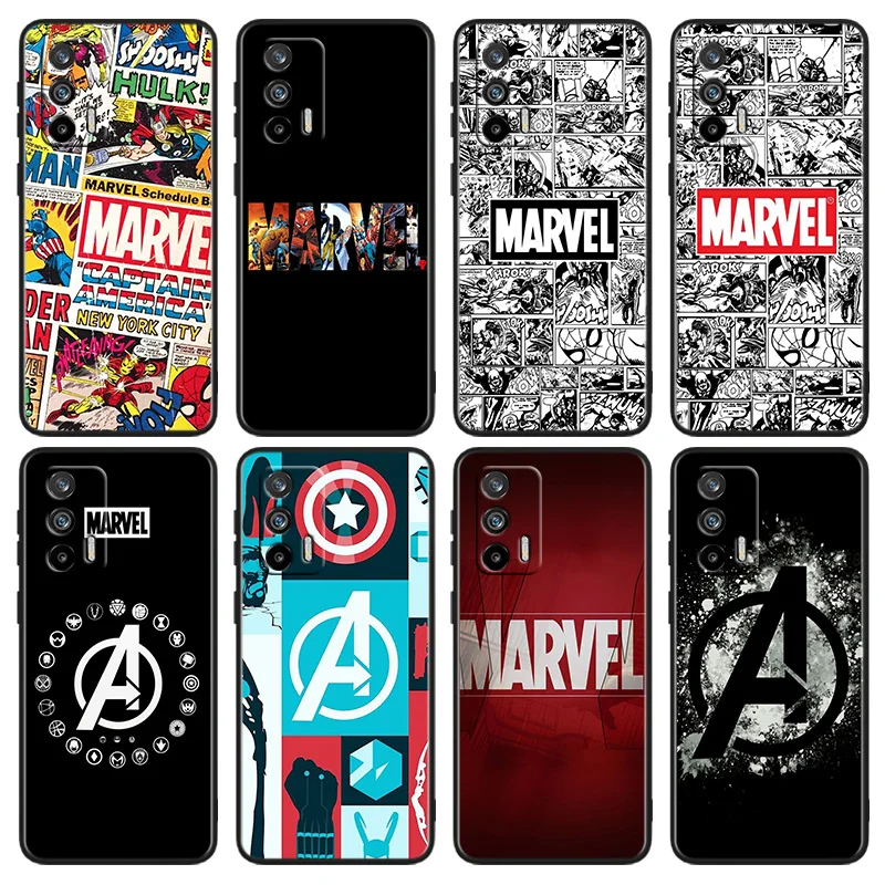 

Marvel Avengers Logo Phone Case For OPPO Realme Q5i Q5 Q3S 10 9i 8i 7i 6 5 Narzo 50i 50A 50 30 Pro Plus Black Cover