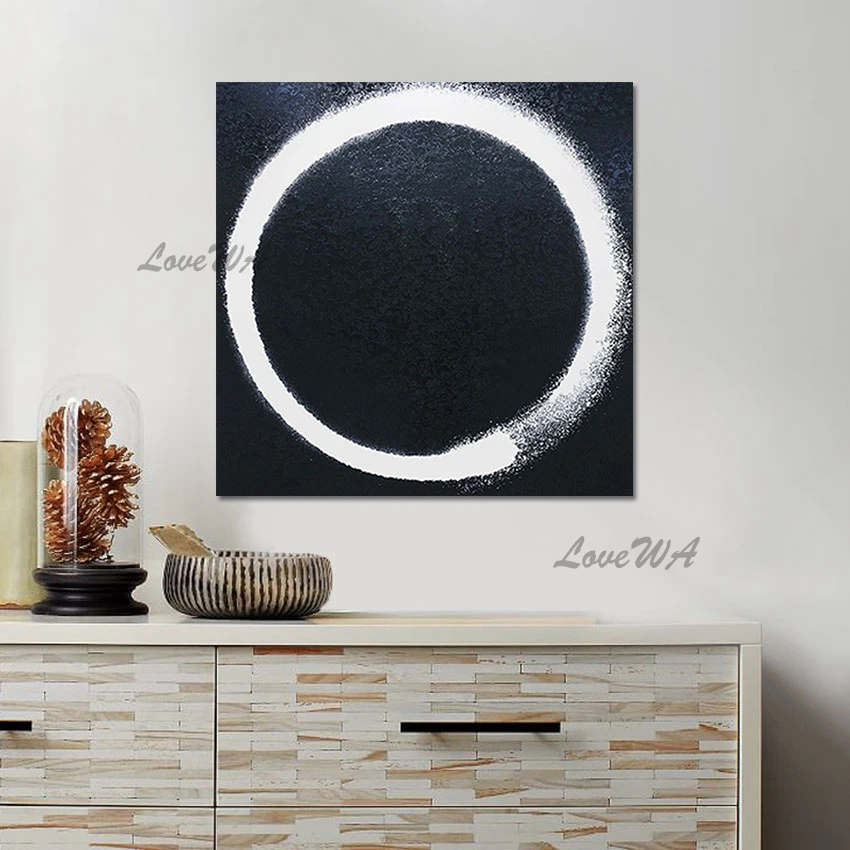 

White Circle Texture Unframed Modern Abstract Acrylic Painting Home Goods Wall Art Canvas Painting Picture For Living Room Decor