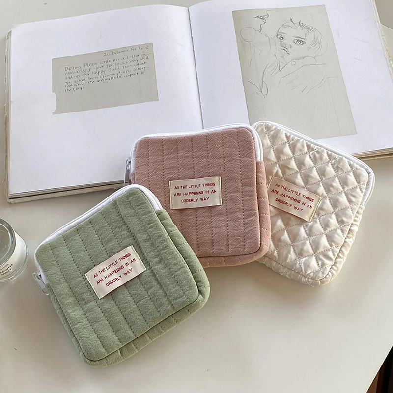 

Sanitary Napkin Storage Bags Cotton Cute Korea Coin Purse Bag Coin Jewelry Organizer Card Pouch Case Small Makeup Cosmetic Bags