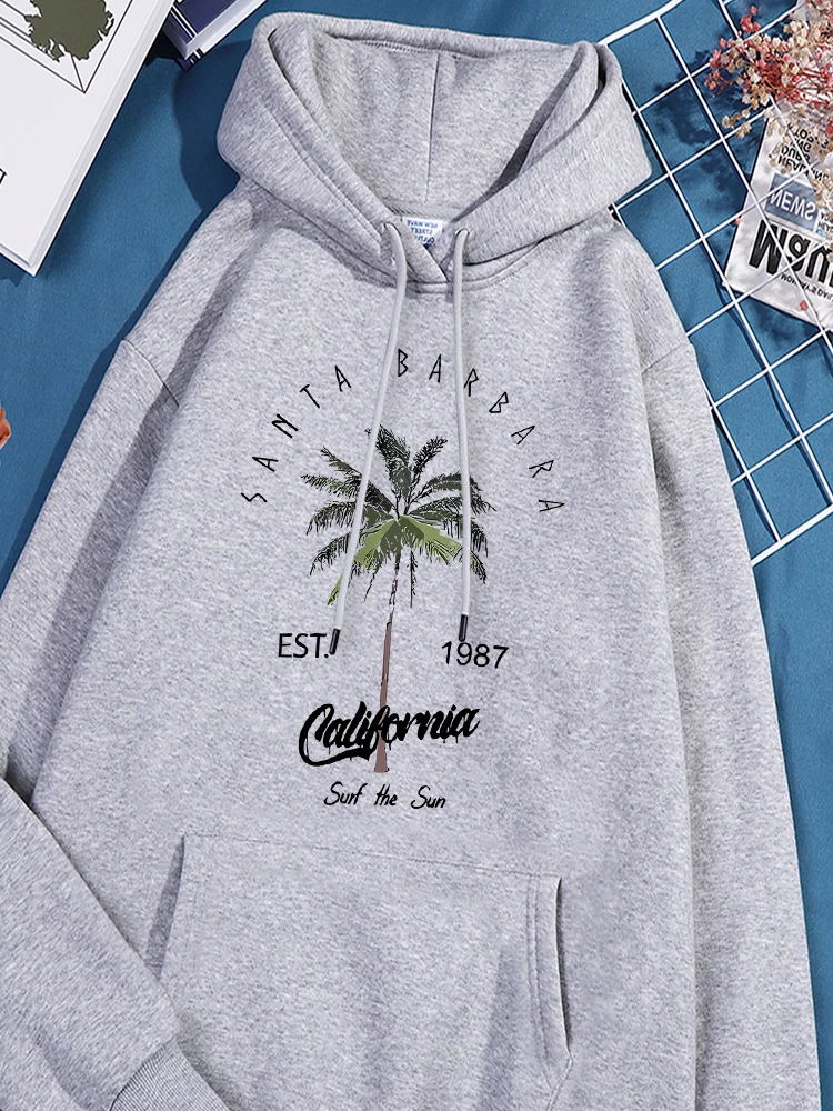Женские толстовки с принтом Санта-бара Калифорния удобная спортивная толстовка