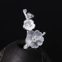 retro 925 sterling silver crystal plum blossom brooch for women chinese style female branch flower collar pin jewelry xz003