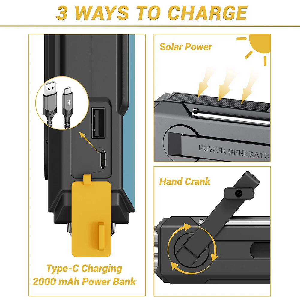 Экстренный телефон с рукояткой AM/FM/NOAA
