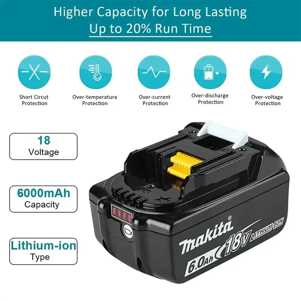 100% оригинальный аккумулятор Makita 18 В 6000 мАч bl1850b BL1850 bl1860 bl 1860 bl1830 bl1815 bl1840 LXT400 для