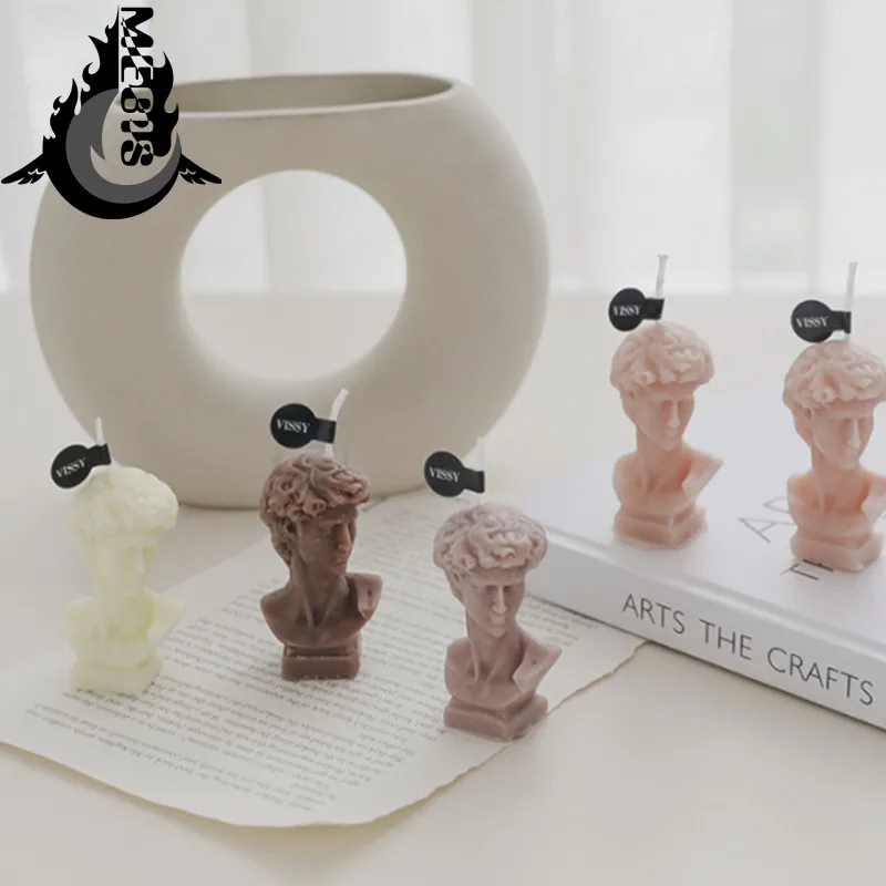 

1PC Creative INS David Head Sculpture Paraffin Wax Aroma Candle Relax Birthday New Year Xmas Gift Wedding Scented Decor 7 Color