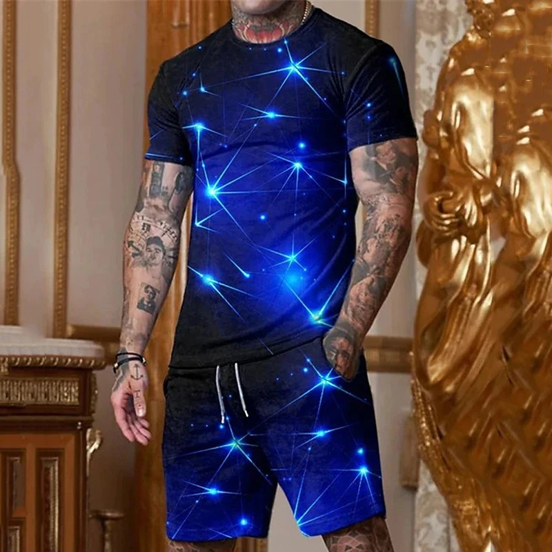 Clothes for Men 3D Printed T-shirt Suits Plus Size Fashion Funny Graphic Round Neck Ropa Fashion Designer Short Sleeve 2 Pieces