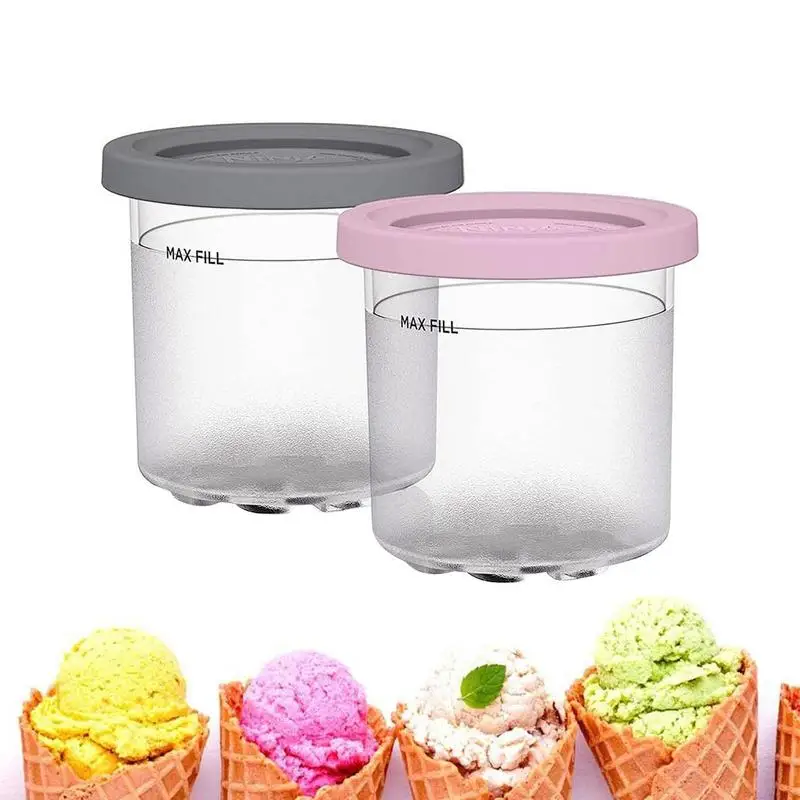 

Ice Cream Container Dessert Food Storage Cups For Homemade Ice Cream Leak-proof Washable And Reusable Enjoy Gelato Milkshakes