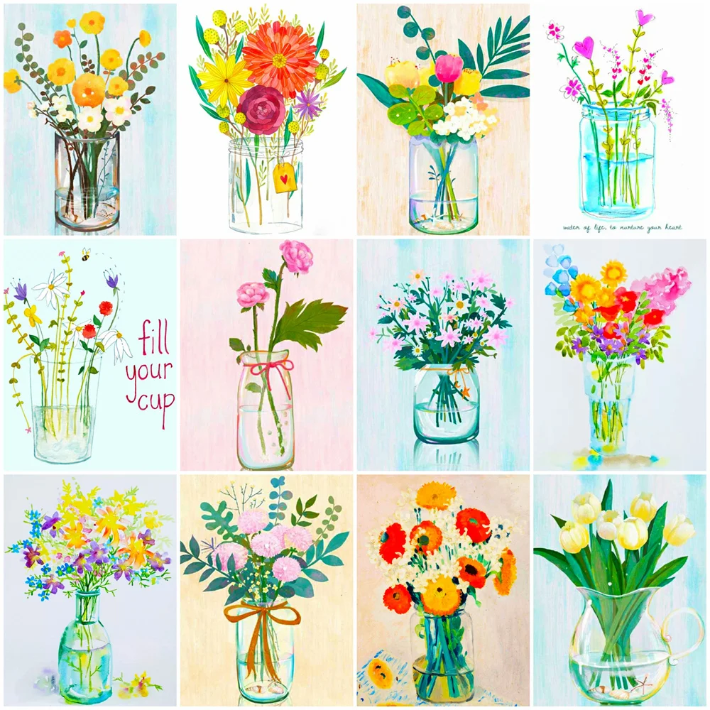 

DIY 5D Diamond Painting Flower Tulips Bottle Cup Diamond Embroidery Mosaic Rhinestone Drawing Home Decoration Handwork Gift
