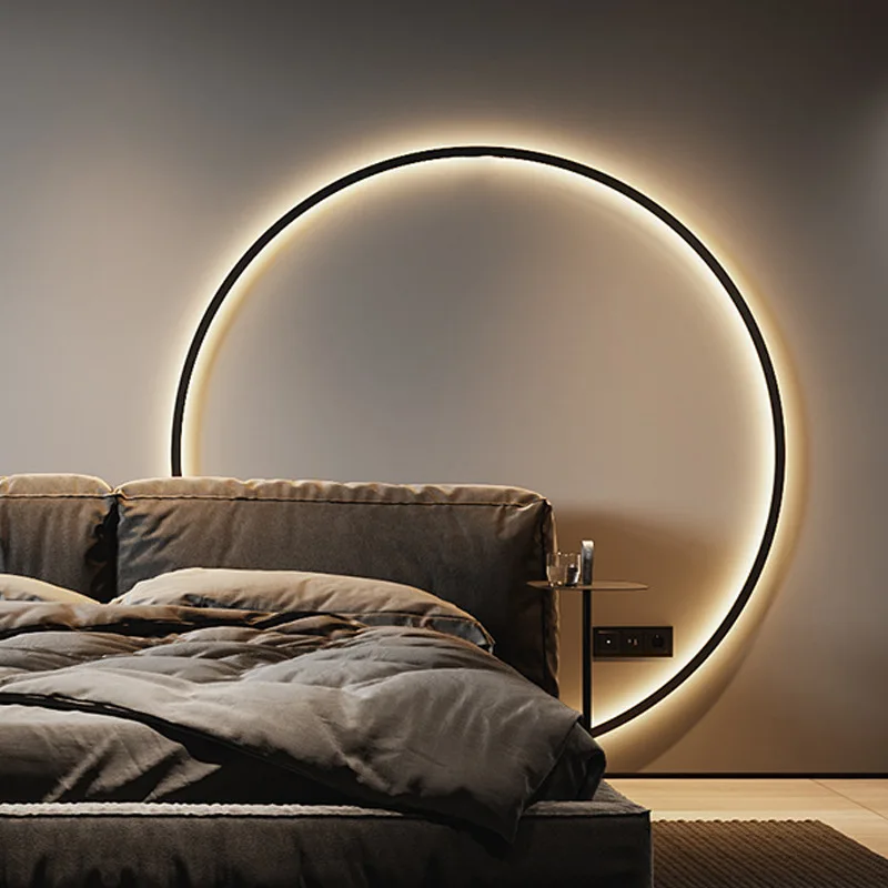 

Simple Circle Background Decoration Lamps New Modern LED Wall Lights Living Room Bedroom Bedside Aisle Corridor Night Lighting