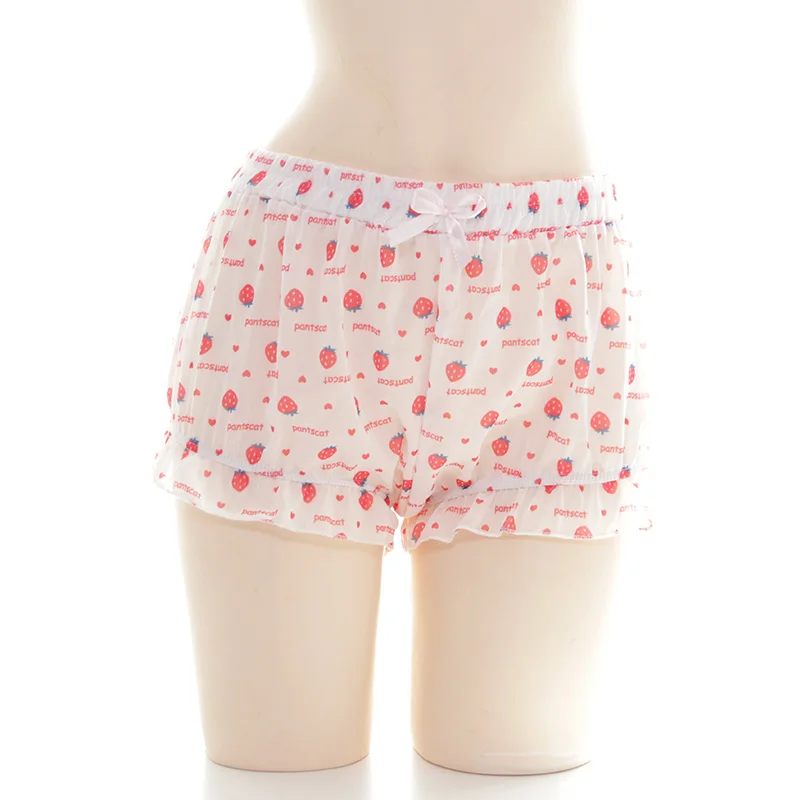 Chiffon Strawberry Printed Leggings Girl Bloomers Japanese Bottoming Pumpkin Pants Shorts
