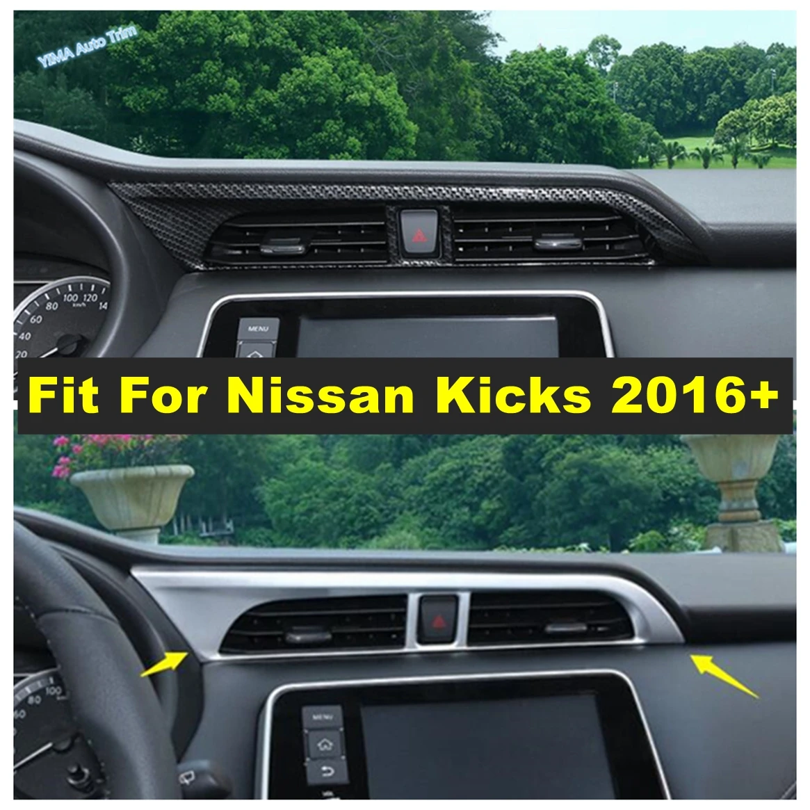 

Middle Air Conditioning AC Outlet Vent Frame Cover Trim Fit For Nissan Kicks 2016 - 2021 Matte / Carbon Fiber Interior Accessory