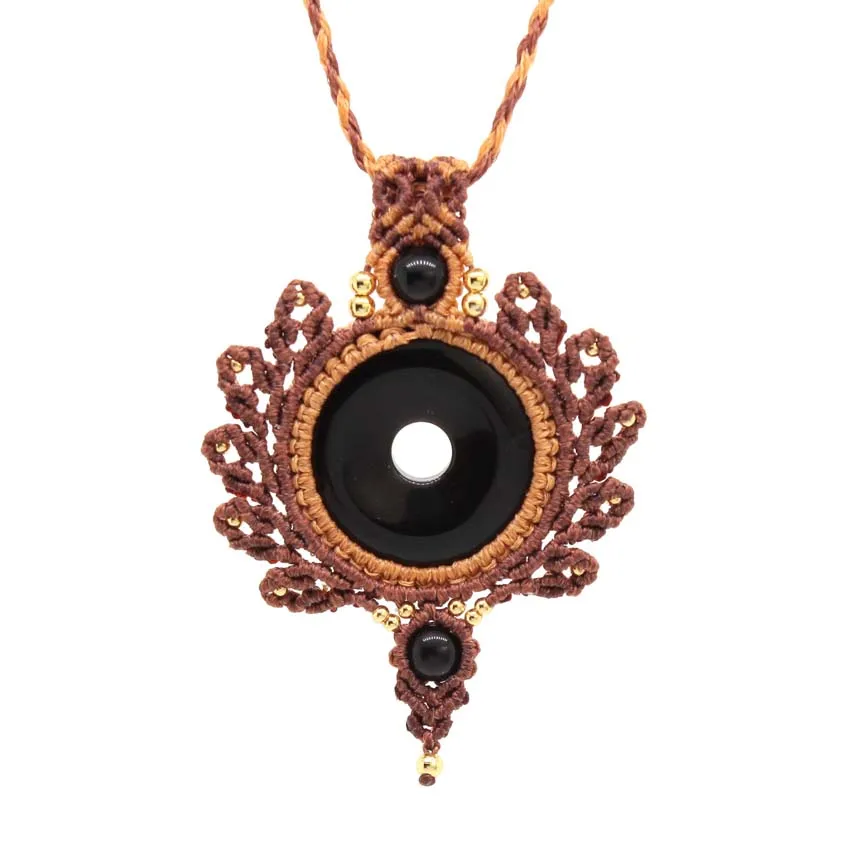 

KFT Natural Healing Crystal Quartz Stone Pendant Multiple Style Handmade Thread Rope Wrapped Braided Macrame Chain Necklace