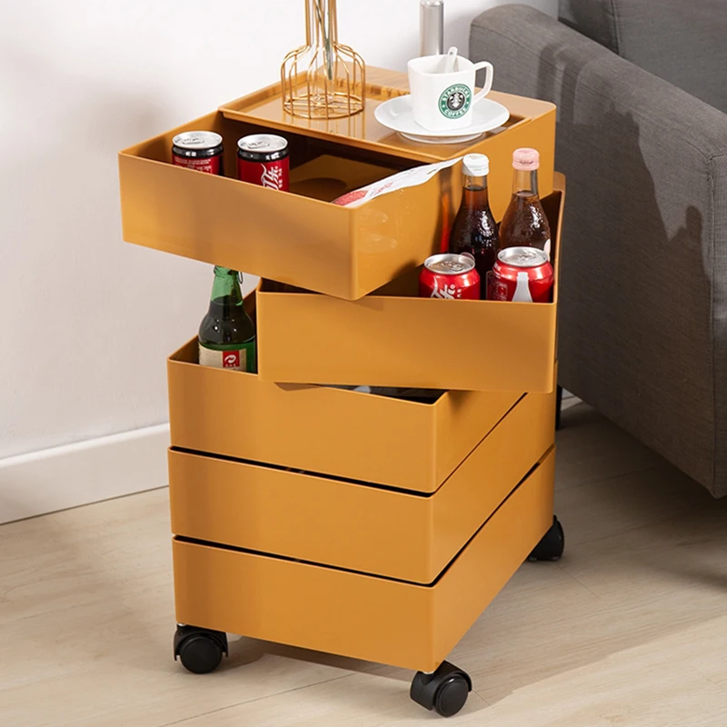 

Small Rotating Bedside Table Storage Cabinet Multi-layer Modern Creative Bedroom Side Nightstand Mesita Furniture XY50BT