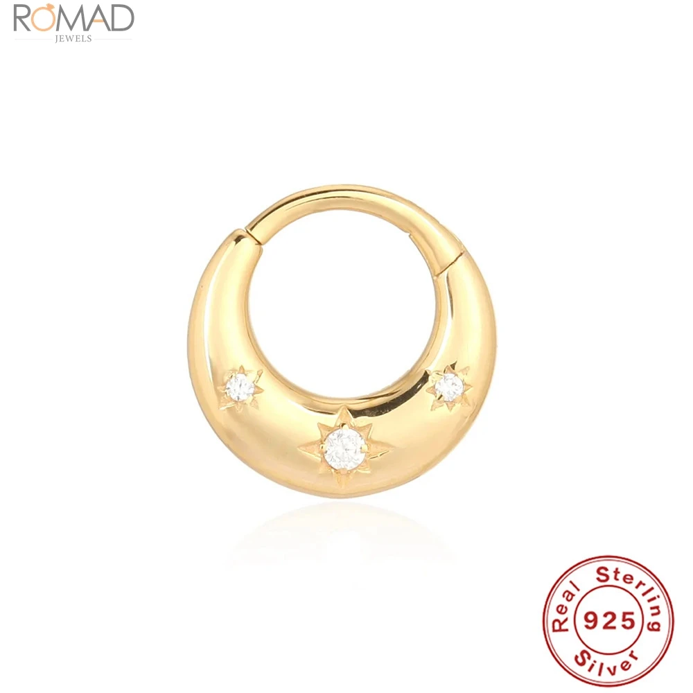 

Женские серьги-кольца в форме звезды, серебряные серьги с круглым носом