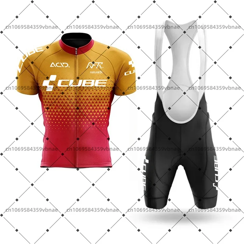 Фото Веломайка Cube Team для мужчин, летняя, дышащая, быстросохнущая, спортивная, с шортами на лямках и подкладкой №4