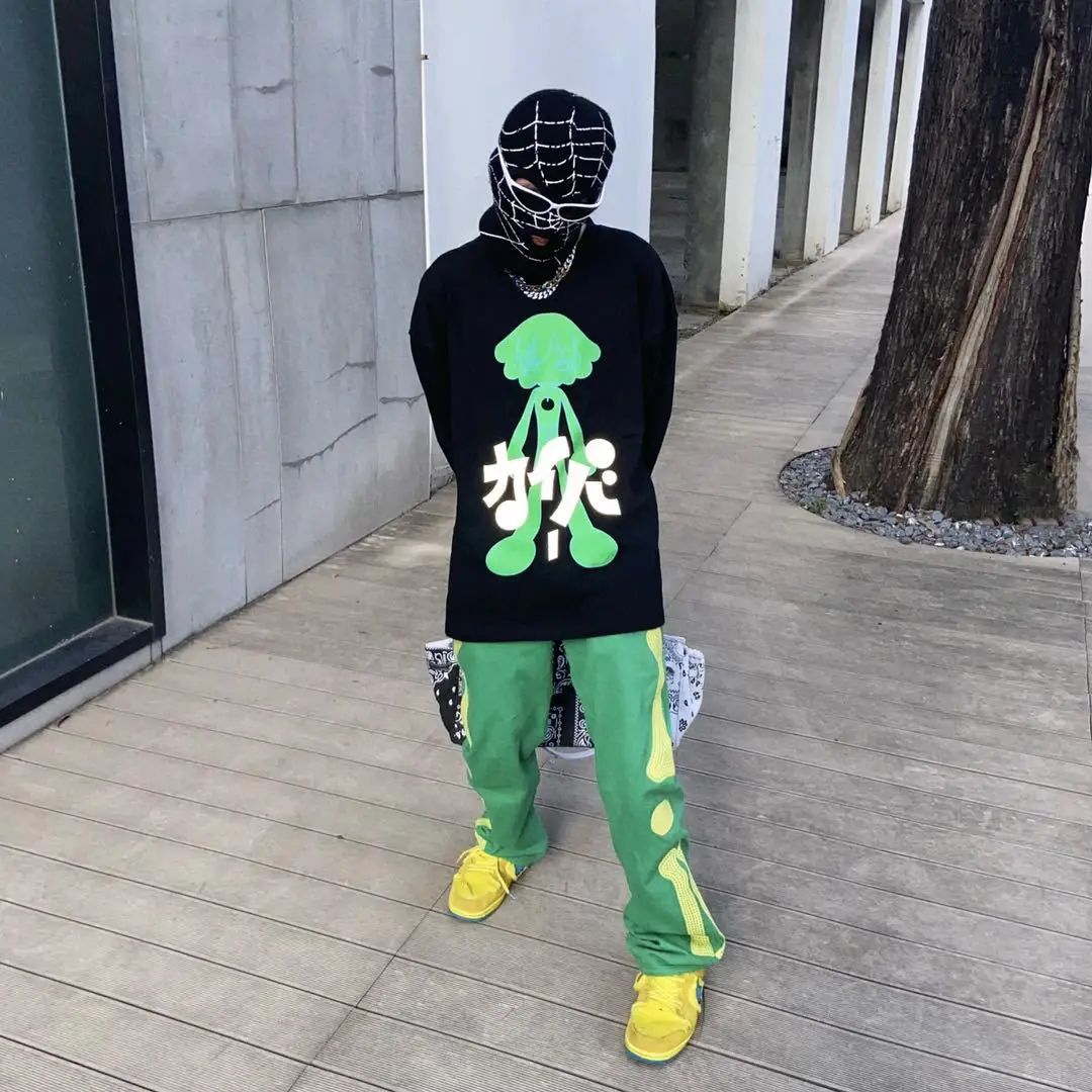 American High Street Style Jeans Retro Fashion Brand Embroidered Skull Straight Tube Loose Hip Hop Jeans for Men and Women