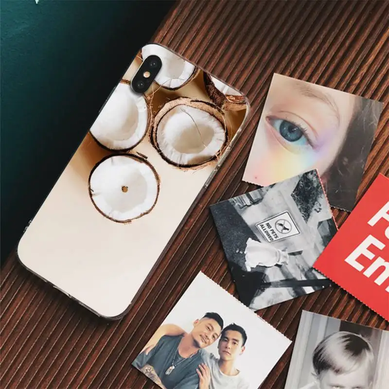 FHNBLJ летний крутой кокосовый чехол для телефона iPhone 11 12 13 14 Mini Pro Max XR X XS прозрачный