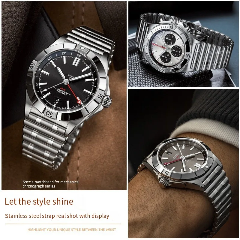 Super Quality Stainless Watch Band Replace 22mm 24mm For Breitling Strap Dial Bracelet Watchband CHRONOMAT B01 Belt