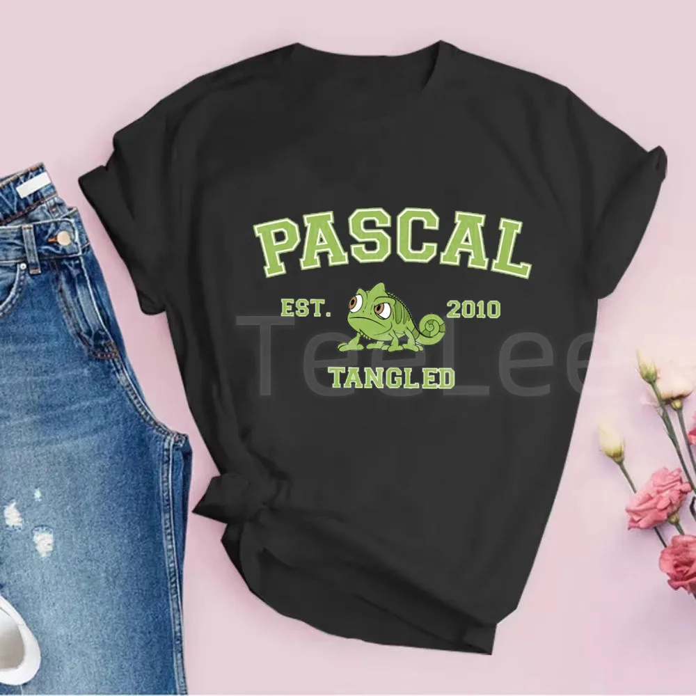 Фото Забавные футболки с графическим принтом Pascal для женщин, милая черная футболка с коротким рукавом, топы с мультяшными рисунками, летняя повседневная футболка с графическим принтом №4