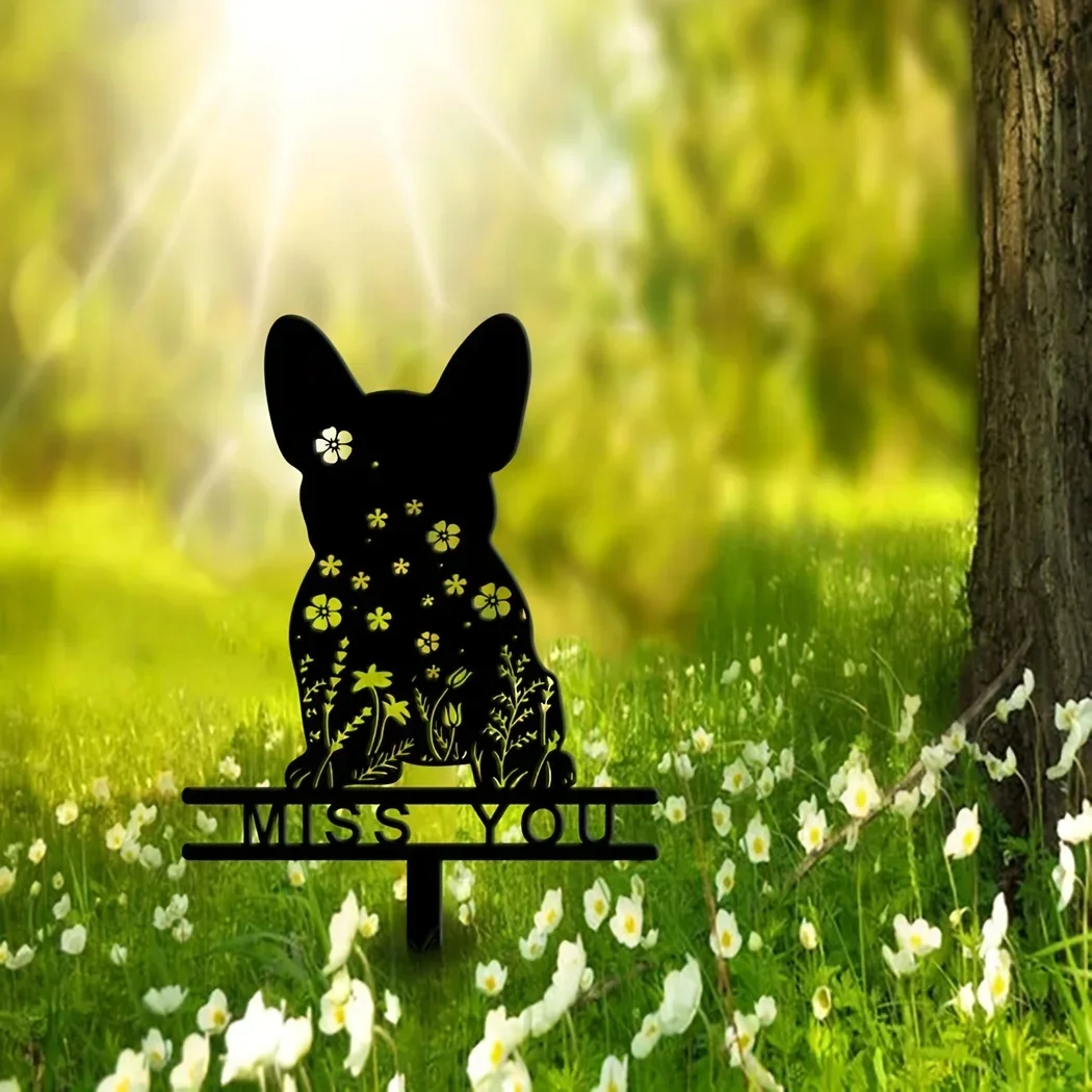 Французский бульдог доска с эффектом памяти принт лапы декоративный садовый кол