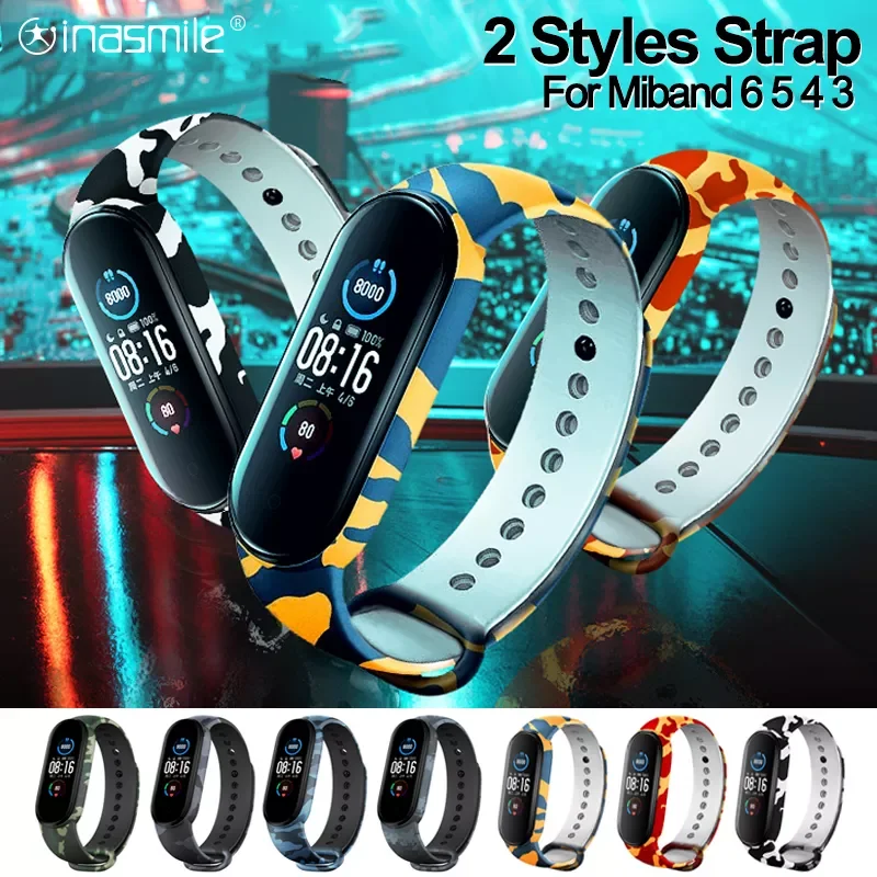 

Отличный Камуфляжный ремешок для xiaomi Mi band 6 5 4 3, силиконовый ремешок для часов Miband 6 5 4 3, сменный Браслет