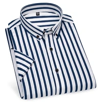 new summer mens stripe short sleeve shirt elastic comfortable slim fit business shirts