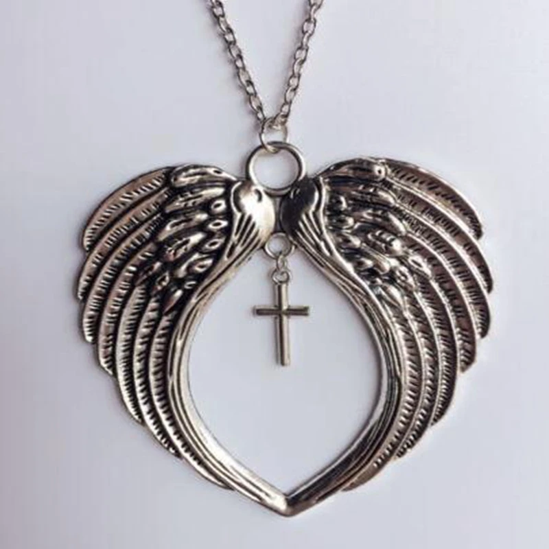 Винтажный Готический Сверхъестественный Пентаграммы Большие Крылья Ангела Крест Звезда Сердце Ожерелье Подвеска Для Женщин Хип-хоп Ювелирные Изделия Бижутерия Подарок.
