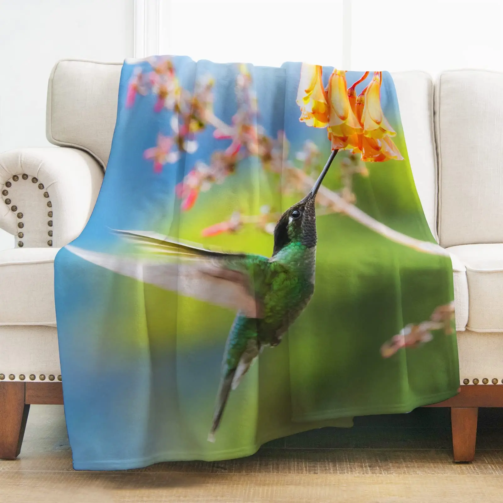 

Фланелевые удобные теплые одеяла с принтом Колибри, пушистое мягкое одеяло для кровати, дивана, портативное одеяло для кемпинга, самолета, путешествий, домашний декор