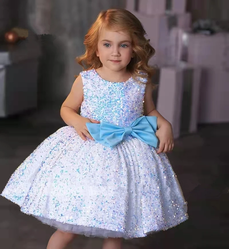 

Пышное Платье для девочек, блестящее платье принцессы без рукавов, платье на день рождения для детей, платье с пышными цветами для девочек, фото и свадебное платье