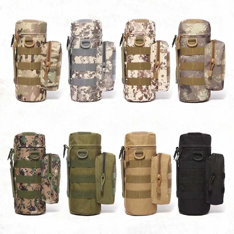 

Tactical Camo Molle Zipper Water Bottle Pouches Small Mess Pouch Nylon Waterproof Waist Bag Outdoor Travel Sports Bottle Pouch