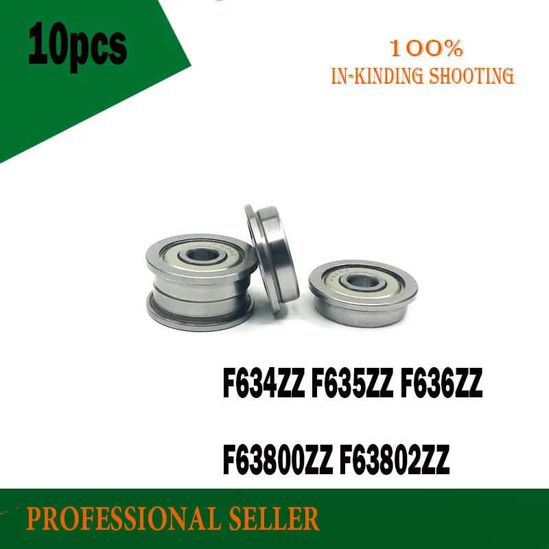 

10PCS F634ZZ F635ZZ F636ZZ F63800ZZ F63801ZZ F63802ZZ Flange Metal Shielded Ball Bearing F634 4*16*5MM