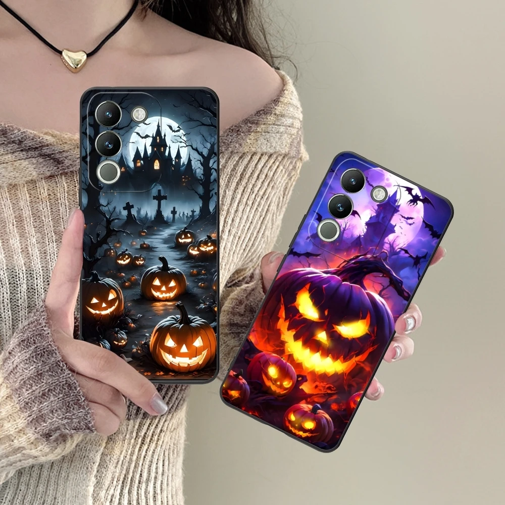 Halloween Pumpkin Mobile Cell Phone Case for VIVO Y95 Y93 Y31 Y20 V19 V17 V15 Pro X60 NEX Black Soft Cover Shell