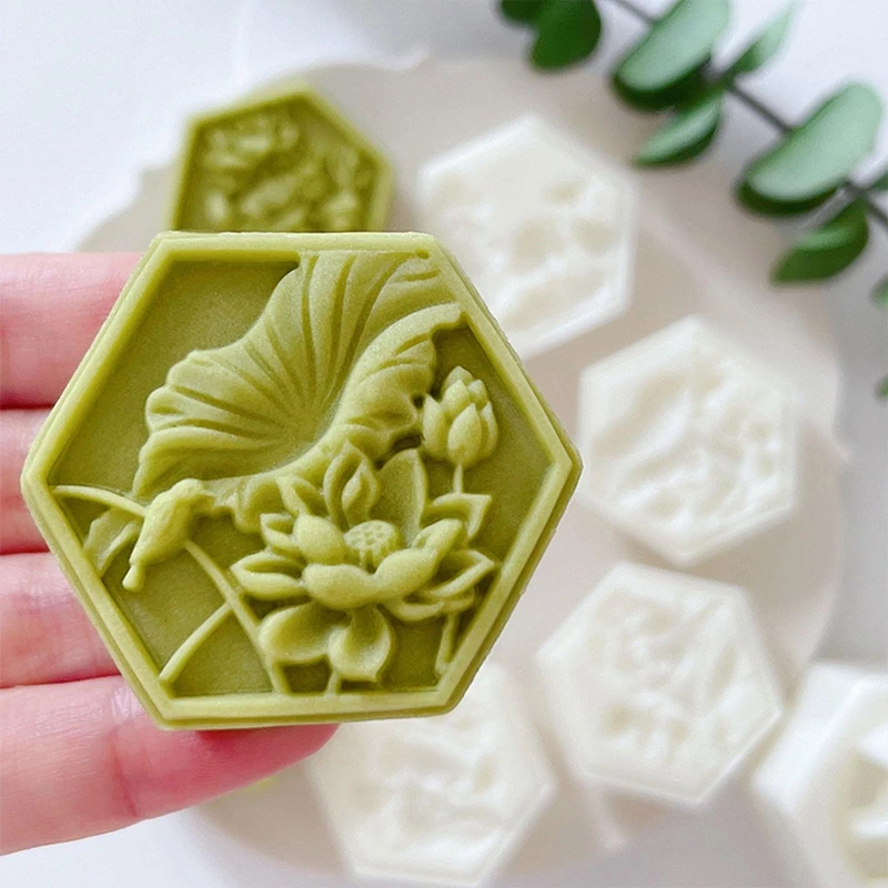 

50g Lotus Shaped Pastry Mooncakes Cakes Moulds Mooncake Mould Hand Pressure Tool