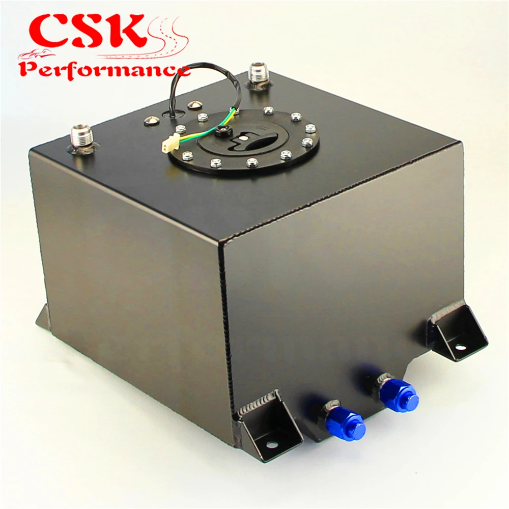 

5 Gallon 18.8L Black Coated Aluminum Racing Drift Fuel Cell Tank + Level Sender Black / Silver