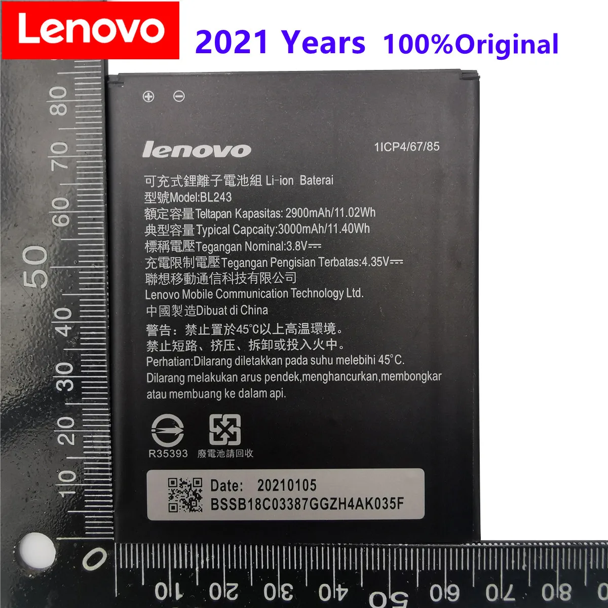 

BL243 Original Battery for Lenovo K3 Note K50-T5 A7000 A5500 A5600 A7600-M 3000mAh akku Replacement Batteria