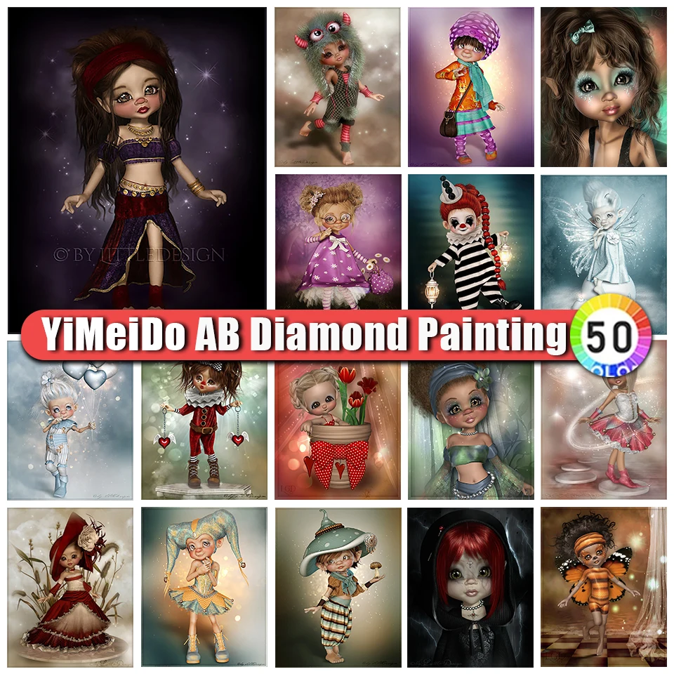 

YIMEIDO Cartoon Girl AB Diamond Painting Kit Angel Wings Diamond Embroidery Mosaic Handmade 5D DIY Rhinestone Home Decor Gifts