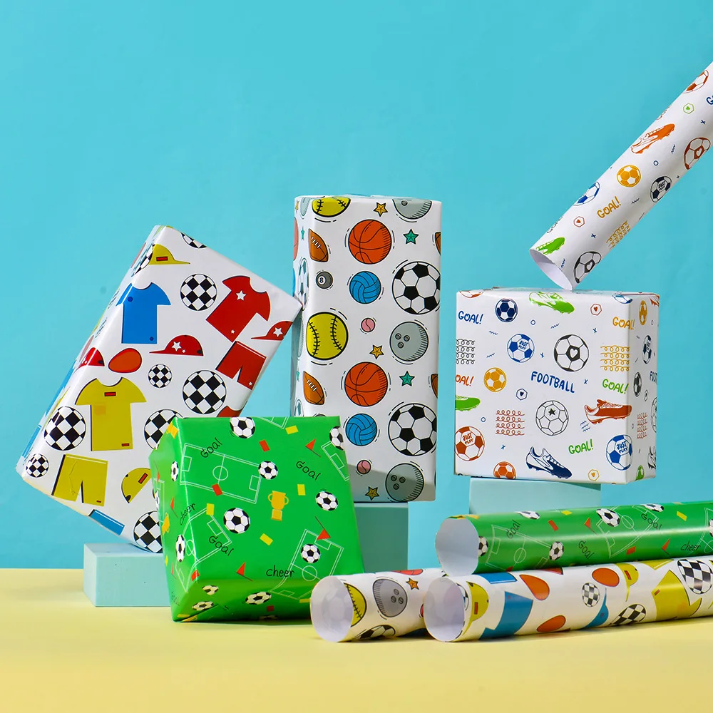 Coated Paper Football Pattern Packaging Colored Paper Cartoo