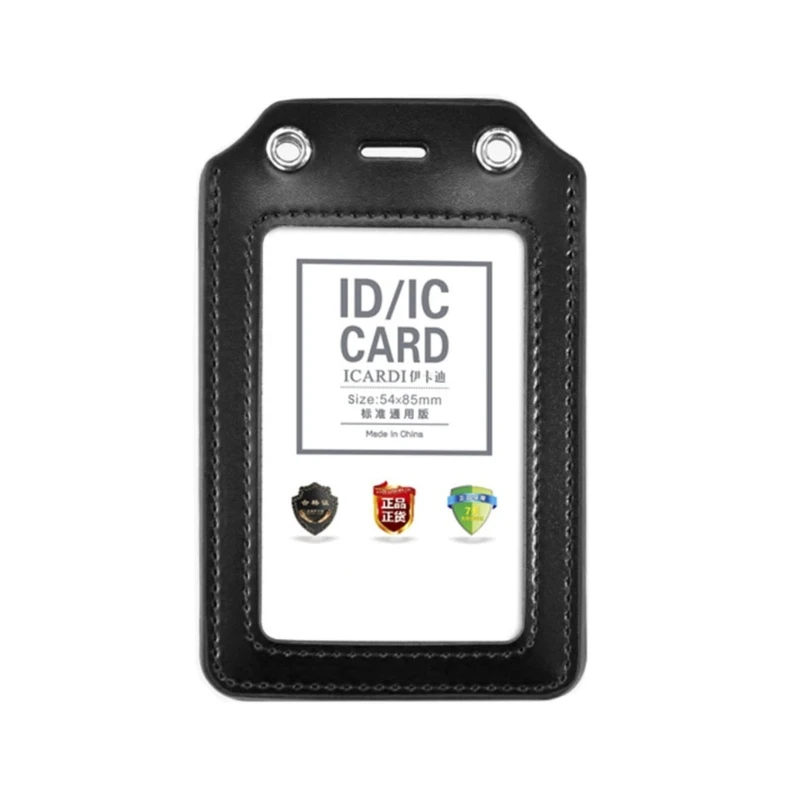 

PU Leather Badge Card Holder Wallet with Clear Window Cards Storage Pocket for Offices School Student Bus Credit Card Protector
