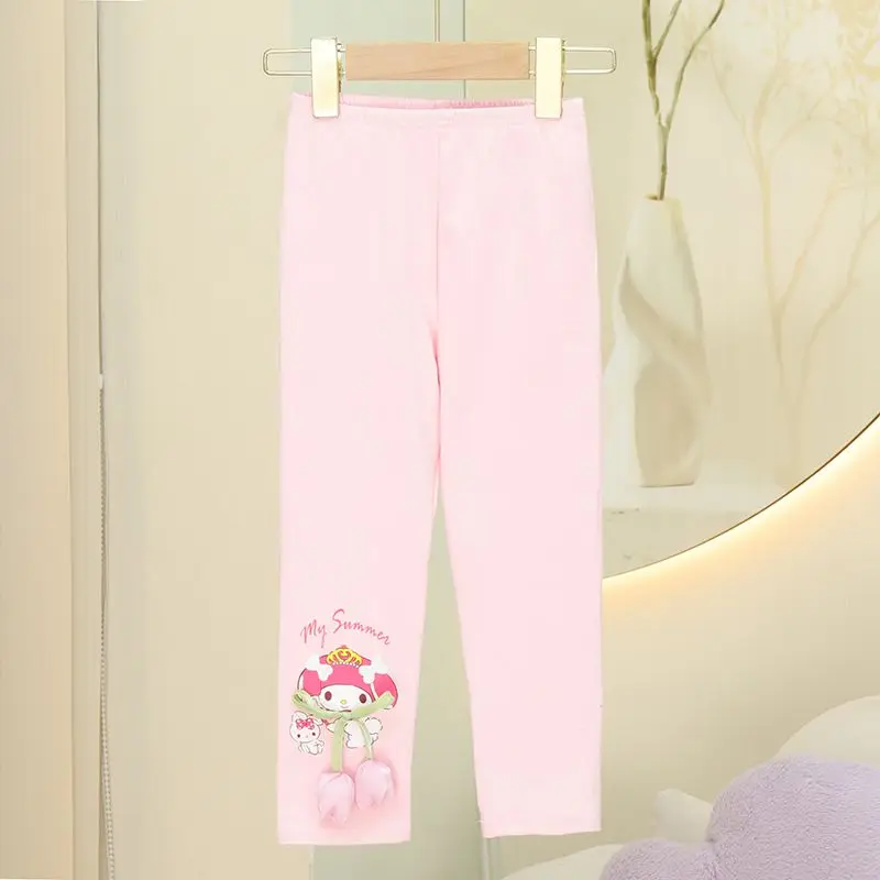 Леггинсы Kuromi Sanrio Cinnamoroll My Melody весенне-осенняя тонкая детская одежда для девочек