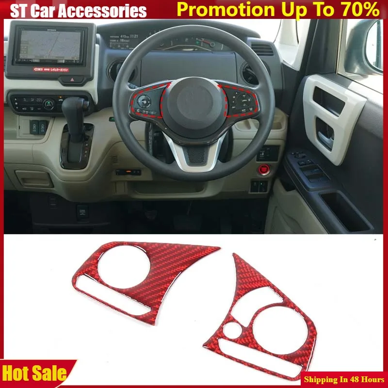 

For Honda N-BOX JF3 JF4 2017 2018 2019 2020 2021 Soft Carbon Fiber Car Steering Wheel Button Cover Trim Sticker Car Accessories