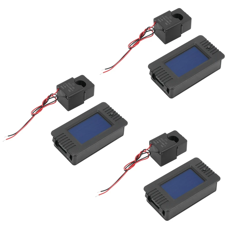 

3X Newest 6In1 220V 100A Single Phase Digital Panel Ampermeter Volt Watt Kwh Power Factor Meter with Split Ct