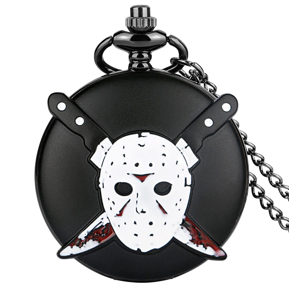 

Steampunk Matte Black Necklace Fob Chain Pocket Watches Quartz Movement Roman Numerals Pattern Display Dial Antique Pocket Clock