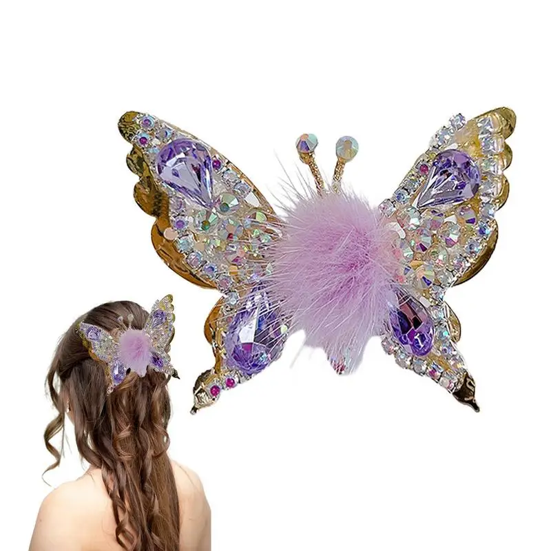 

Butterflies Hairpin Shiny Moving Butterflies With Pompom Sparkly Hair Clamps Butterflies Hairpins Clips Hair Accessories For