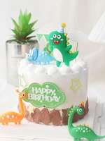 dinosaur cake topper decor cartoon tyrannosaurus triceratops soft pottery insert card boy birthday raw cupcake baking supplies
