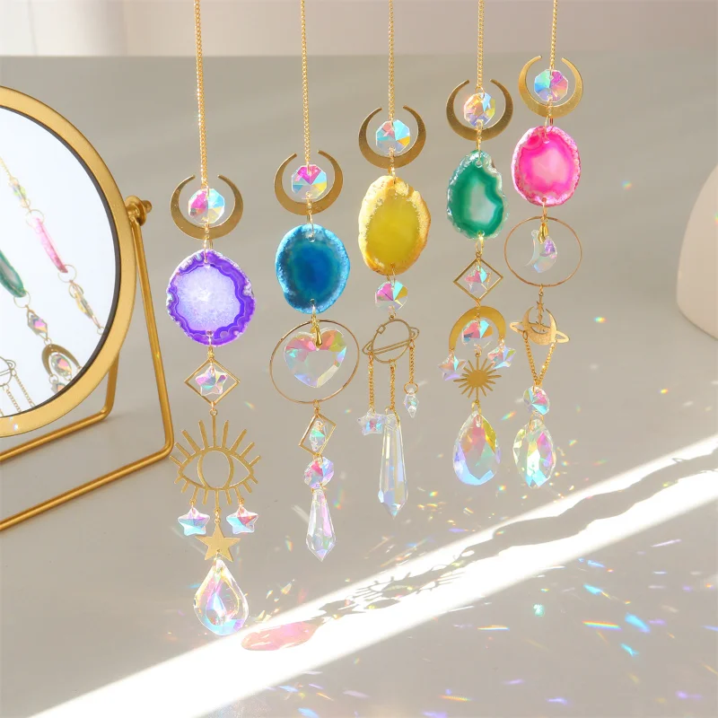 

Crystal Diamond Light Catcher Wind Chime Amber Sun Catchers Hanging Ornaments Prisms Pendant Lighting Art Craft Home Decor