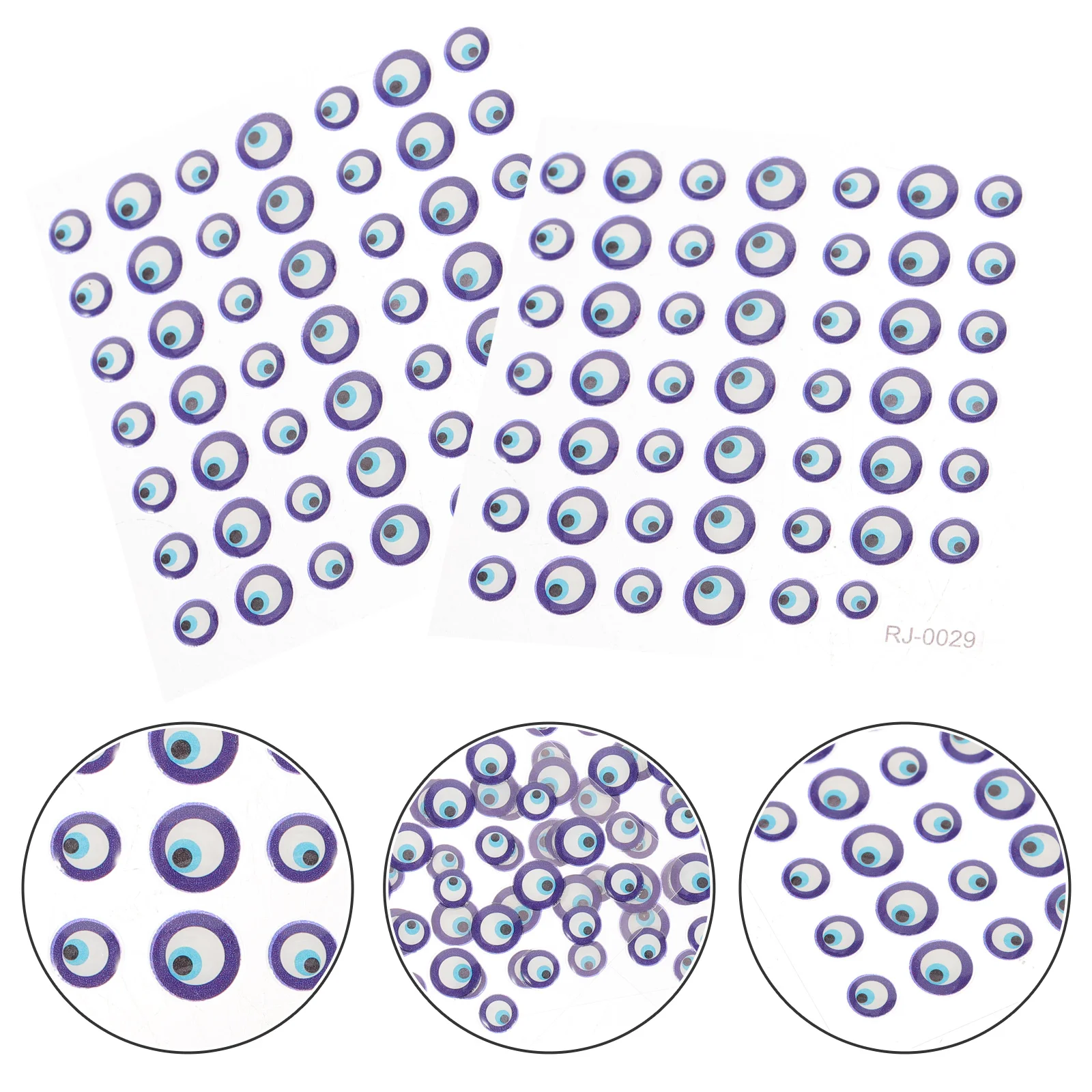 

2 Sheets Nail Stickers Evil Eye Decor Manicure Love Plastic Gel Nails Decals